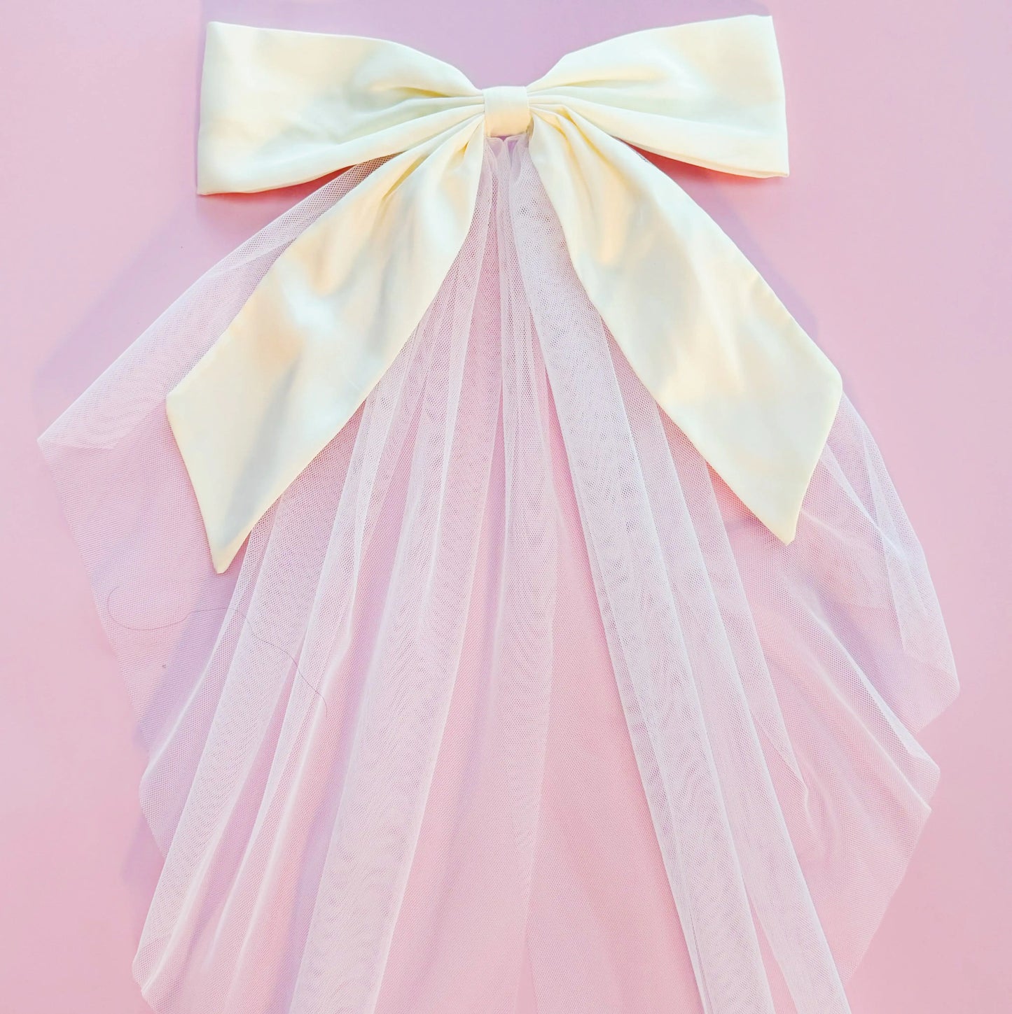 Elegant Veil Satin Bow Clip