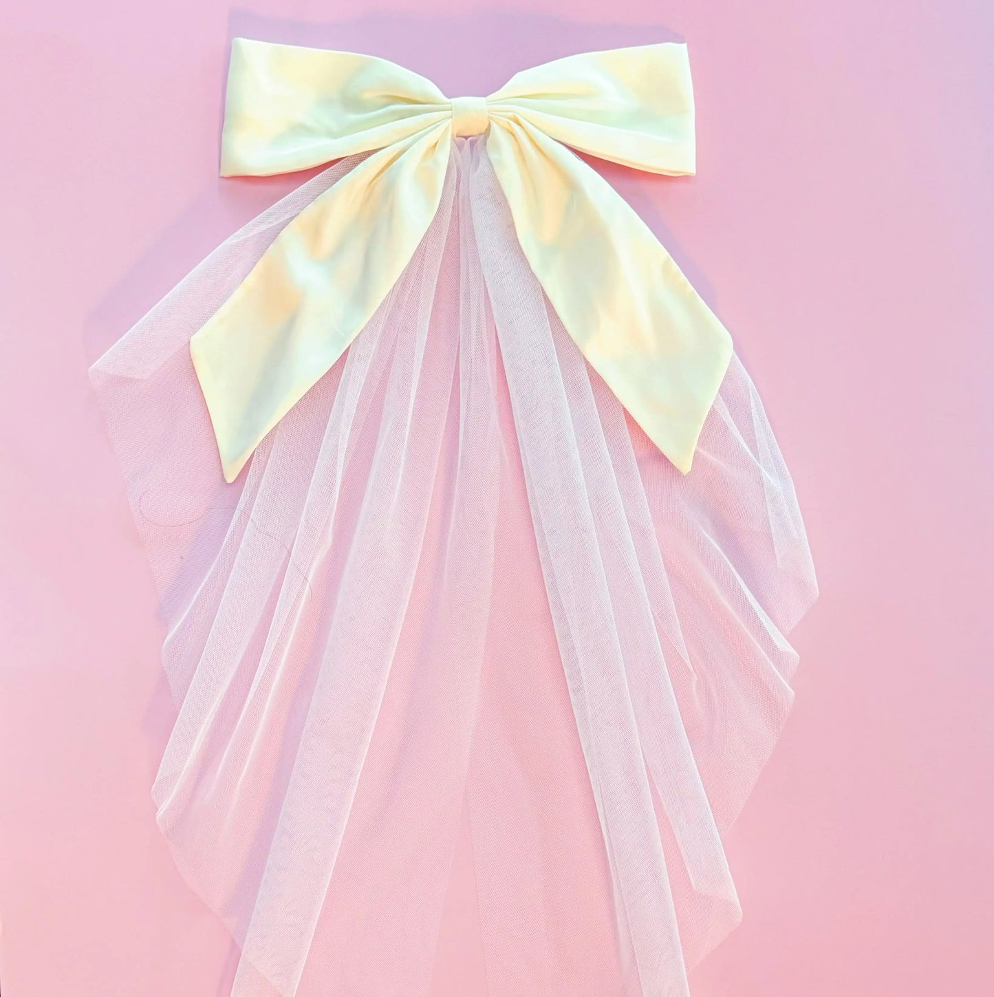 Elegant Veil Satin Bow Clip