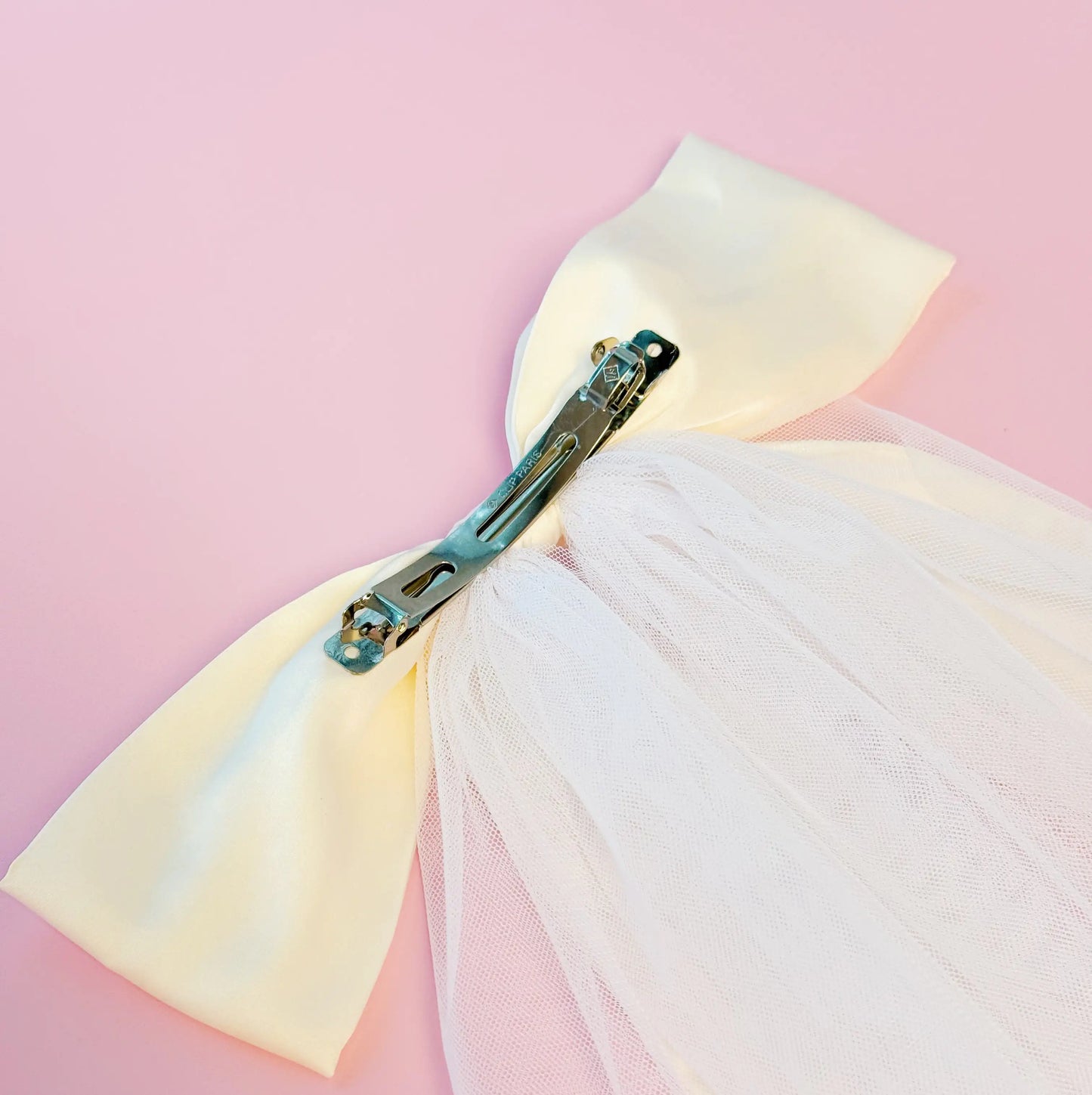 Elegant Veil Satin Bow Clip