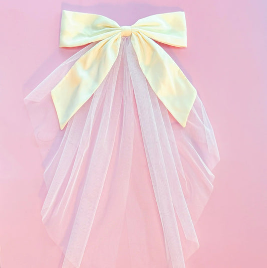 Elegant Veil Satin Bow Clip